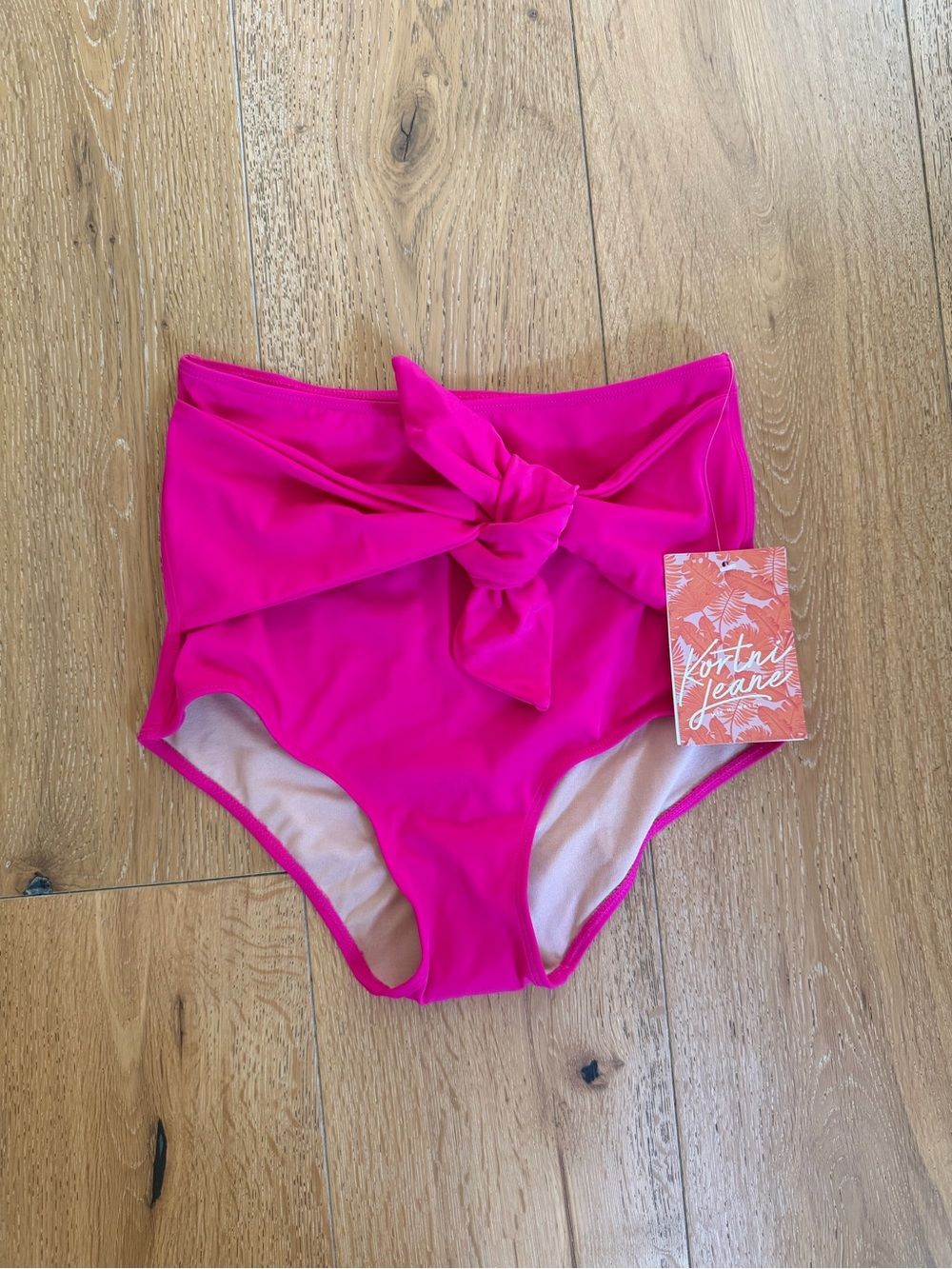 💖Kortni Jeane High-Waist Tie Front SWIM BOTTOMS- Hot Pink